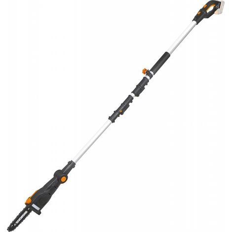 Worx – Élagueuse sur perche à batterie 20V – Longueur de perche jusqu'à 2,9 mètres – Guide-chaîne Oregon 20 cm – Vitesse de 5,5 m/s pour coupe précise (1/4)