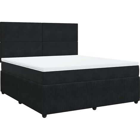 Maison Exclusive - Sommier à lattes de lit avec matelas Noir 180x200 cm Velours (1/5)