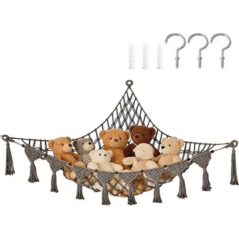 Hamaca para peluches,105 x 105 x 145 cm,Ideal para guardar peluches,Apta para peluches grandes y pequeños,guarderías y como elemento decorativo (1/5)
