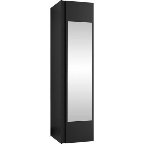 Armoire Hartford 389, Noir, 186x40x44cm, Portes d'armoire: Avec des charnières, Nombre d'étagères: 2