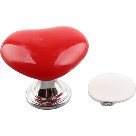 Bouton de Toilette en Forme de Cœur Solide, 50 x 38 x 42 mm, En Plastique avec Finition Électroplaquée, Rouge, Compatible Universel, Remplaçant de Bouton-Poussoir pour Cuve de WC, 1 Pièce