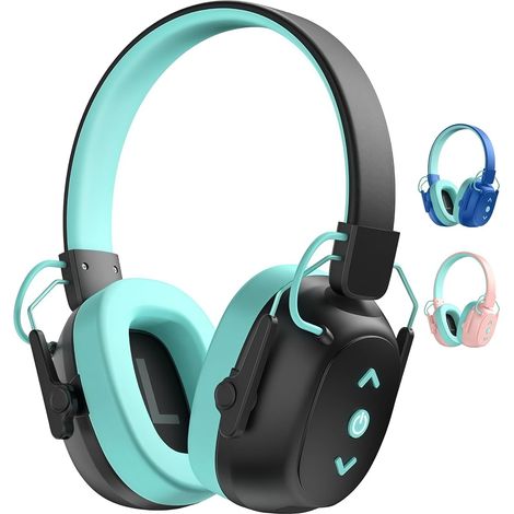 Casque de sécurité Bluetooth 6.0 pour enfants, casque antibruit SNR 29 dB avec verrouillage de 94 dB, réduction du bruit, 80 heures de lecture, protection auditive pour autisme, voyage (1/5)