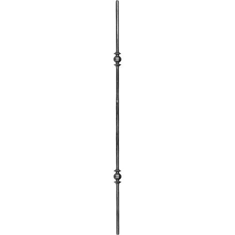 Barreau rond Ø14 H1000 - Brut de forge - Deux boules - DECO FER FORGE