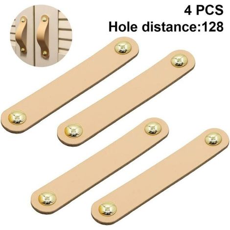 Poignée De Meuble En Cuir - 171 X 25 Mm - Entraxe 128 Mm - Pour Tiroirs Armoires Dressers - Lot De 4 (1/5)
