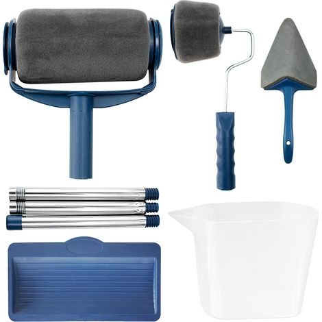 Premium paint roller set, paint roller with extendable brush, tray, rollers, stirrer, anti-drip system, multifunctional paint kit
