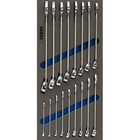 Set 17 llaves combinadasde 6-22mm en bandeja termoformada blanda Fervi TM01/001
