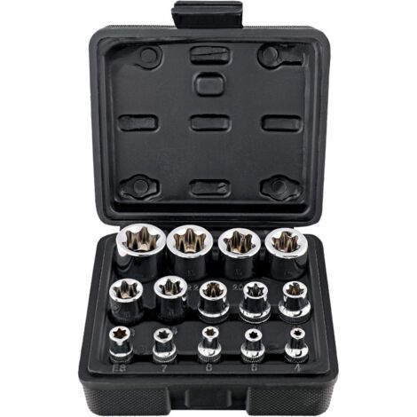QORVA-Jeu de douilles E Torx 14 pièces, ensemble combiné d'outils de réparation automobile E4-E24