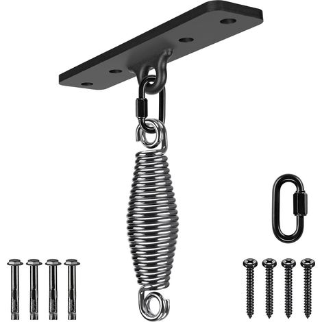 Suspension Le Hamac Suspendre la Balançoire Ensemble de Support avec Mousqueton et Ressort de 5 mm pour Suspendre Un Sac Lourd, Une Chaise Hamac, Support Mural en Bois/Béton, Jusqu'à 600lbs (1/5)
