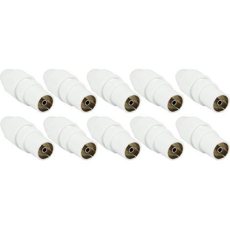 10 Pcs Blanc Prise Antenne TV Fiche Coaxiale Mâle & Femelle Coupleur Pour Télévision Par Câble IEC TV Antennes SAT Installations BK 4K UHD (1/5)