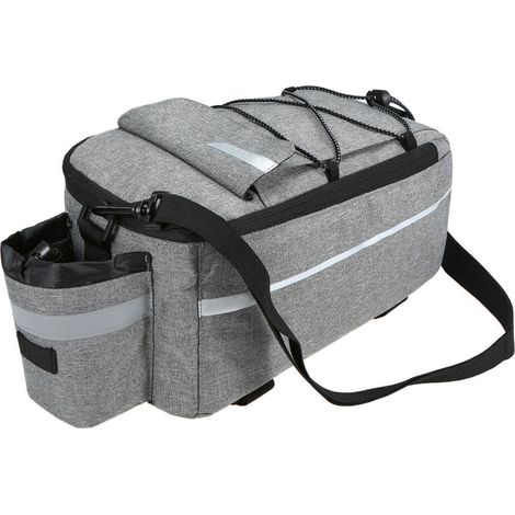 Sac isotherme pour coffre de vélo Sac de rangement pour porte-bagages arrière pour vélo Réfléchissant Sacoche pour vélo VTT Sac à bandoulière (Gris)