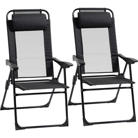 Lot de 2 chaises de camping pliables ANDY noires (1/4)