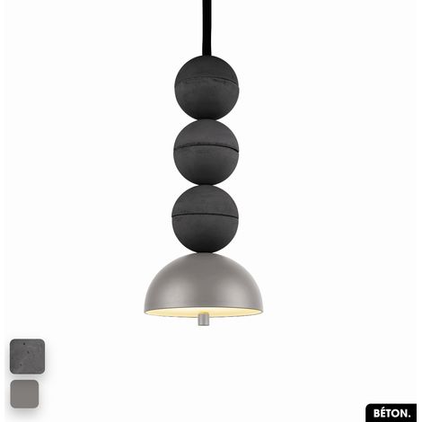 Lampe de suspension en béton - BOSFOR CONCRETE ANTHRACITE - GRIS 3 BALLES LED 14W (1/2)