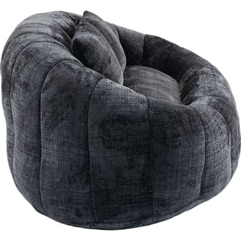 Poltrona sacco nero in chenille con schiuma memory schienale alto MODENUIT (1/5)