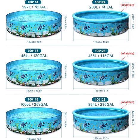 Piscine ronde pliante en plastique dur, Portable, sans gonflage, pour bébés, enfants et adultes (1/5)