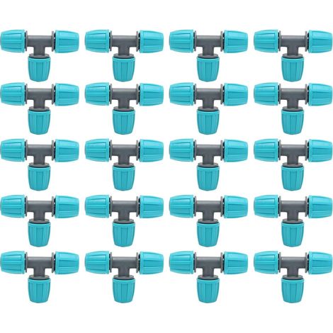 20 raccords de 16 mm (0,6 pouce) pour système d'irrigation goutte à goutte, raccords de tuyau d'arrosage, raccords en T pour système d'arrosage de jardin et de pelouse (1/5)