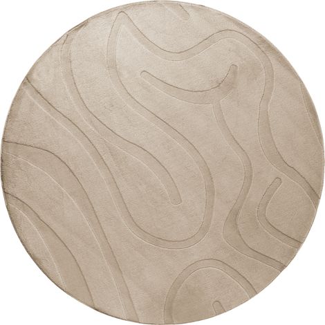 Alfombra para salón moderna forma redonda jacquard 160 x 160 cm pelo corto beige Salvori (1/5)