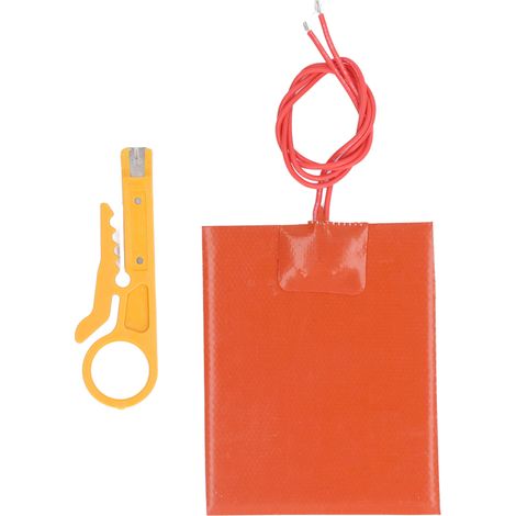 Ortviai Tapis Chauffant en Caoutchouc Silicone 12 V – 20 W, Flexible, Résistant à 250 °C, 80 x 100 mm
