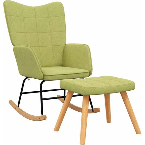 Maison Exclusive - Schaukelstuhl mit Hocker Stoff Grün (1/5)