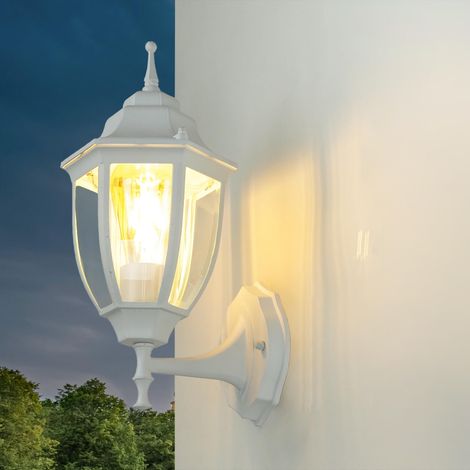 Weiße Außenwandlampe LYON rustikal Laterne H:35,5cm IP44