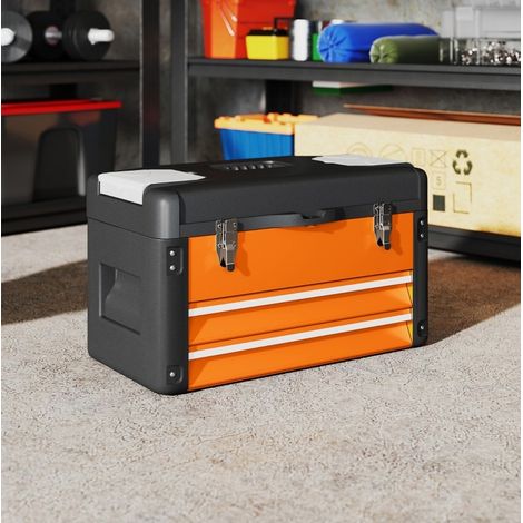 Caja de herramientas de acero con cajones 49,7 x 25,3 x 28,9 cm naranja OKWISH (1/5)