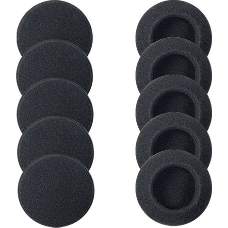 Coussinets d'oreille de rechange en mousse pour casque audio - 60 mm / 2,4 pouces - Jeu de coussinets en mousse double coton - Jeu de coussinets ronds - 5 paires