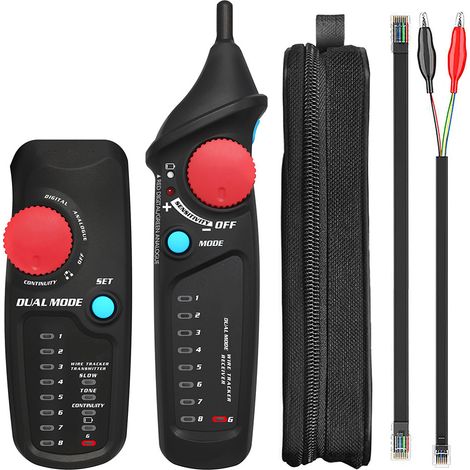 MAXRIENY FWT82 Tracciatore di cavi di rete a doppia modalità - Toner analogico/digitale per RJ45/RJ11, analizzatore LAN