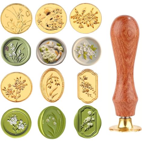 6 Pièces Cachet De Cire, Têtes De Tampon Cire Sceau à Sceller Vintage, Kit De Sceau De Cire à Sceller Pour Mariage, Enveloppes, Invitations, Décoration. (1/5)