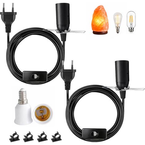 2 Pcs Douille E14 Avec Interrupteur avec Cable 2.5m Interrupteur Et Prise (1/5)