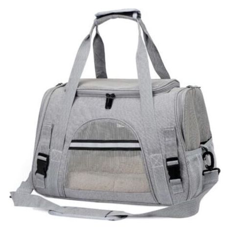 Sac Transport Chat, Sac Transport Chien Respirant et Pliable, Caisse de Transport Chat avec Bandoulière Réglable, Cage Transport Chat avec Matelas en Peluche Amovible