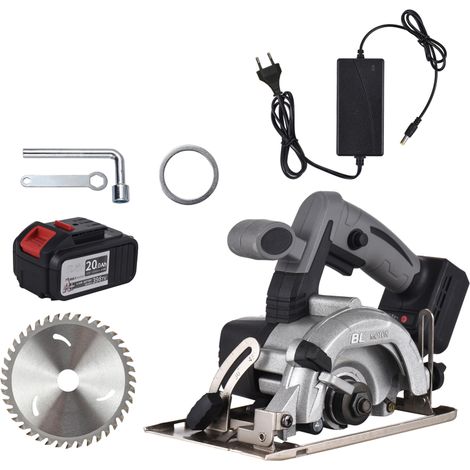 Scie circulaire sans fil 21 V, sans balais, 7 800 tr/min, batterie 4,0 Ah, chargeur rapide, angle de coupe réglable à 45°, diamètre de 110 mm, outil de travail du bois (1/5)