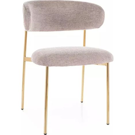 Chaise tissu beige pieds doré métal confort chic rembourré JULIAZ (1/4)