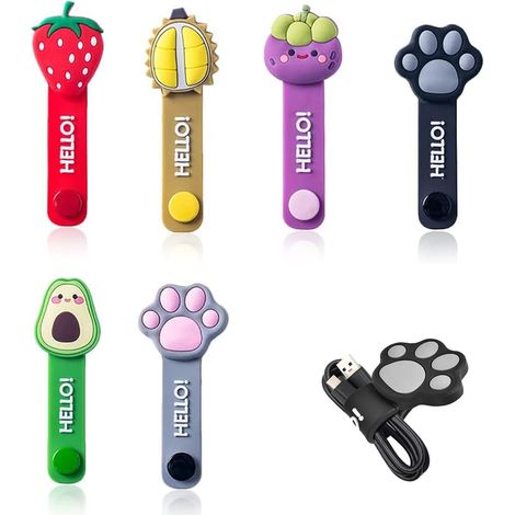 Lot de 6 Organisateur de Cable Mignon, Range Cable Bureau, Enrouleur de Câbles Réutilisable pour Câble USB, Chargeur et Écouteurs, Organisateur Cable (1/5)