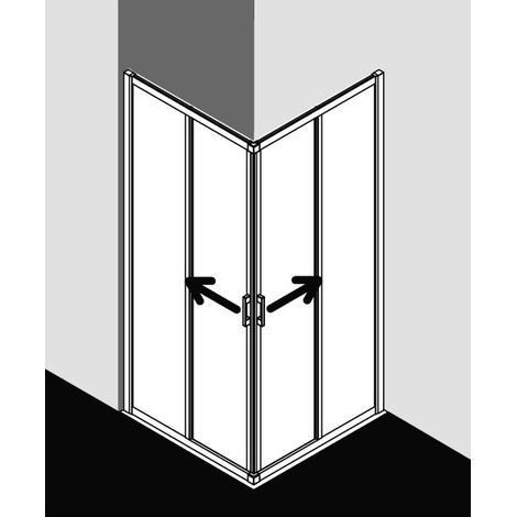 Kermi LIGA demi-pièce d’angle à droite E2R 750 x 2000mm argent satiné verre trempé transparent Clean (1/5)