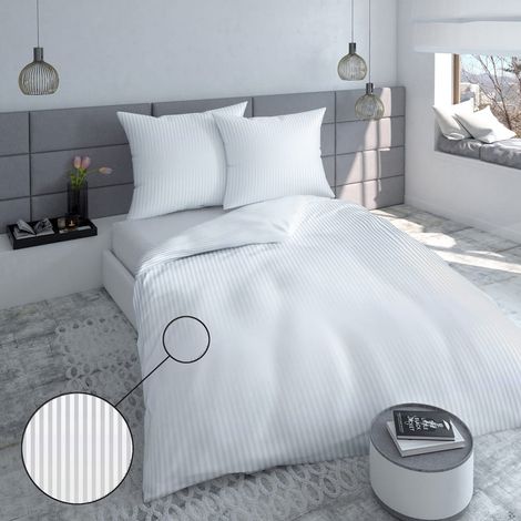 Ropa de cama de damasco 220×200 rayas blancas 1cm