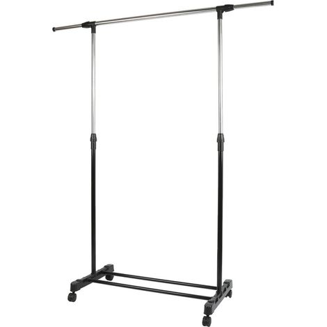 Penderie à vêtements portable extensible ®, pour chambre et balcon accrocher vêtements, placer chaussures,Noir-argent (1/5)