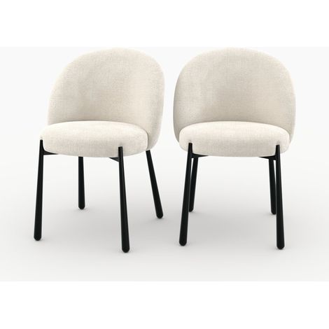 Lot de 2 chaises en velours chenillé écru et métal noir - Pulpy