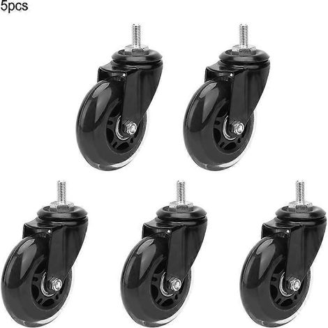 Lot de 5 roulettes pivotantes de 7,6 cm (3 pouces) pour chaises de bureau, roulettes en PU pour meubles et chariots (1) (1/4)