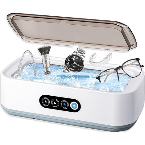 Nettoyeur Ultrasons 650ML Professionnel 49kHz 3 Réglages de Temps Nettoyage en Profondeur 360° Bac en Acier Inox pour Lunettes Bijoux Dentiers Montres Tête de Rasoir (1/5)