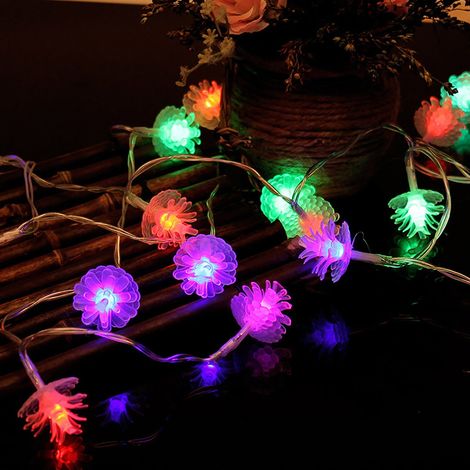 Guirlande Lumineuse En Forme De Pomme De Pin - 3 M - 20 Ampoules Led - Fonctionne Sur 3 Piles AA - Décoration Extérieure Cour, Balcon, Noël (1/2)