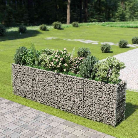 vidaXL Gabbione Letto Rialzato in Acciaio Zincato 360x50x100 cm