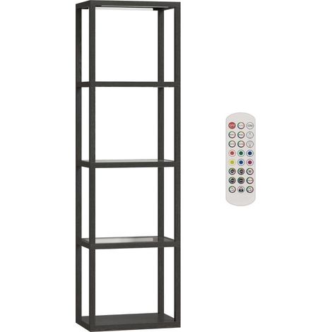 Lampadaire RGB avec étagères en verre, lampadaire LED à 4 niveaux avec télécommande, synchronisation musicale, noir (1/5)