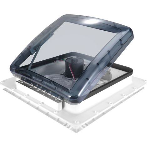 Ventilateur de toit 12 V pour camping-car, trois vitesses, mise à niveau automatique, réversible en permanence, avec manivelle électrique et cache fumé (vis et cache décoratif inclus). (1/5)