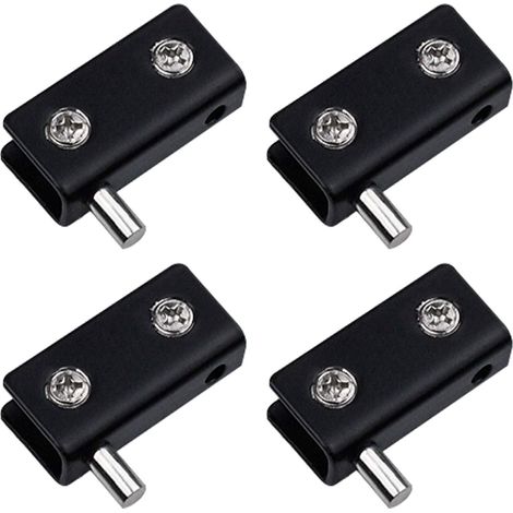 Sollbry Lot de 4 charnières pivotantes, sans cadre pour porte en verre - Noir - Clips de porte en verre en acier inoxydable avec broche réglable - Kit de remplacement pour porte en verre de 5 à 6 mm (1/5)