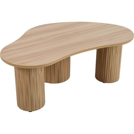 Oviala – Table basse fixe en MDF mélaminé beige – Dimensions 100x60x38 cm – Charge maximale 15 kg – Design minimaliste moderne