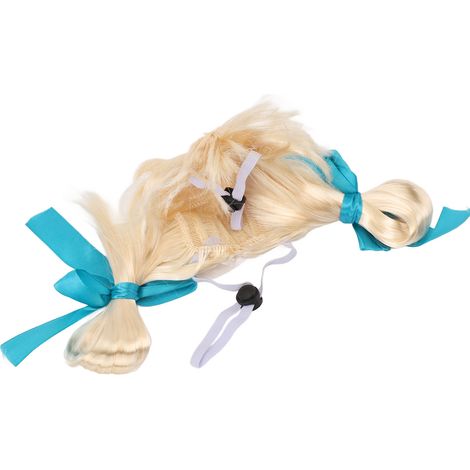Perruque pour animaux de compagnie en nylon pour chats et petits chiens, accessoire de photographie pour festivals et événements, tresse blonde (1/5)