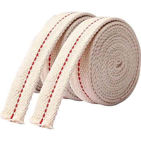 Lot de 2 mèches de lanterne à huile, largeur 1 cm, longueur 1 m, mèche plate en coton, mèche de lampe à huile ou à alcool pour brûleurs à huile ou brûleurs à kérosène, lampe de camping (1/4)
