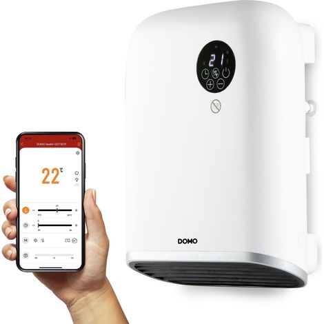 Chauffage mural salle de bain 2000W blanc – Wi-Fi – IP24 – 3 modes – Programmation 24/7 – Détection fenêtre ouverte – Domo (1/5)