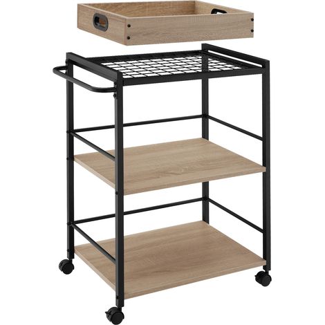 Chariot de service Style industriel Bois et acier clair (1/5)