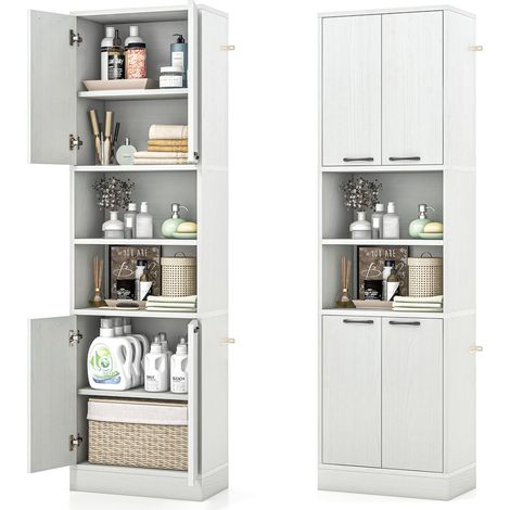 COSTWAY Kitchen Pantry Cabinet 190cm Tall Freestanding Cupboard w/Doors (1/5)
