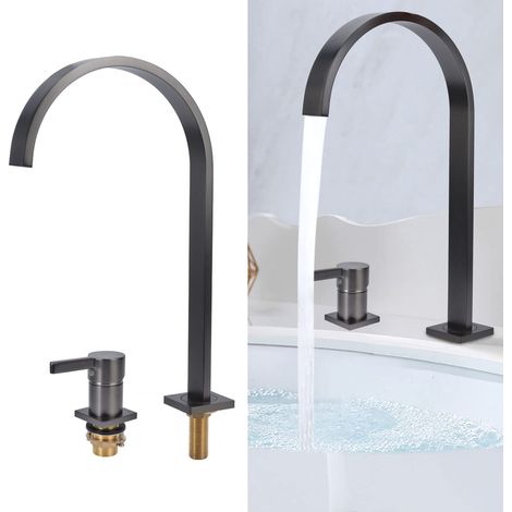 Rubinetto per lavabo da incasso, miscelatore per acqua calda e fredda con maniglia lunga G/2, rubinetto in rame per lavabo, ideale per famiglie, hotel, cucine e bagni.